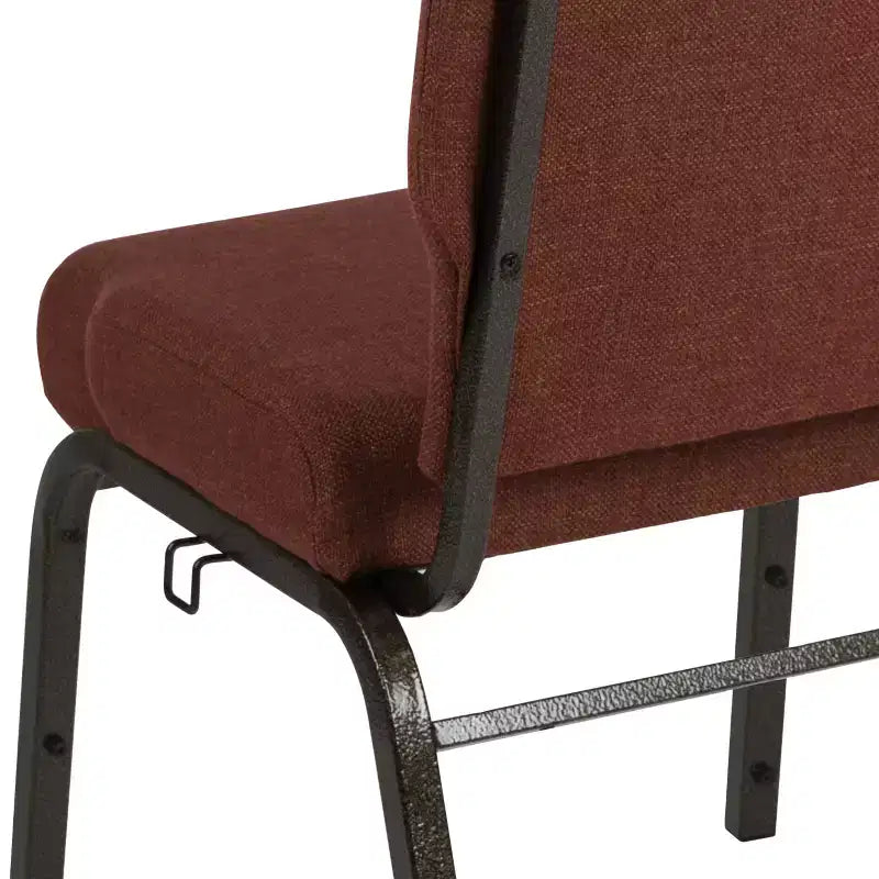Silla de auditorio Advantage de Flash Furniture - Silla apilable acolchada - Asiento de 52 cm de ancho - Tela color canela/Estructura veteada dorada
