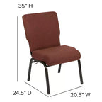 Silla de auditorio Advantage de Flash Furniture - Silla apilable acolchada - Asiento de 52 cm de ancho - Tela color canela/Estructura veteada dorada