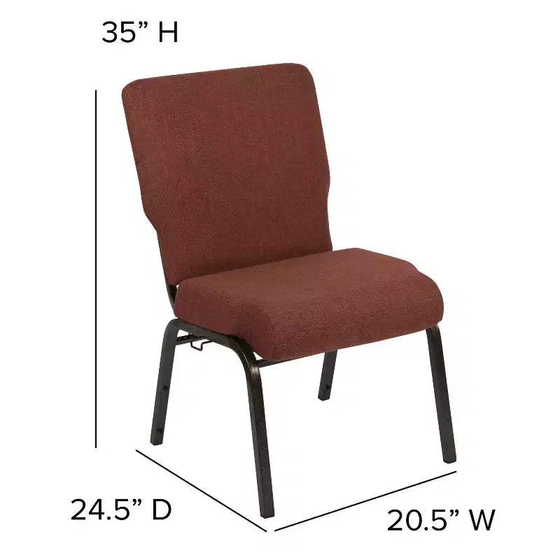 Silla de auditorio Advantage de Flash Furniture - Silla apilable acolchada - Asiento de 52 cm de ancho - Tela color canela/Estructura veteada dorada