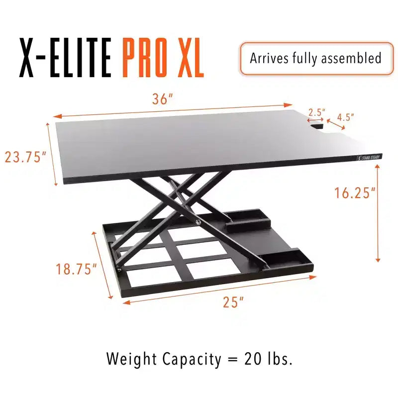 Conversor de Escritorio Elevable Neumático X-Elite Pro 36 Negro Stand Steady