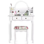 Tocador Costway con cajones, mesa de tocador ovalada, regalo para niños