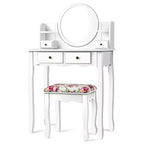 Tocador Costway con cajones, mesa de tocador ovalada, regalo para niños