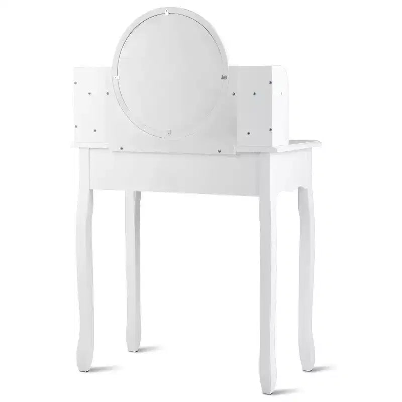 Tocador Costway con cajones, mesa de tocador ovalada, regalo para niños