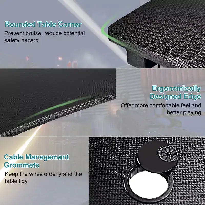 Mesa de Gaming Costway Escritorio de Computadora con Soporte para Vasos y Gancho para Auriculares Estación de Trabajo para Gamers