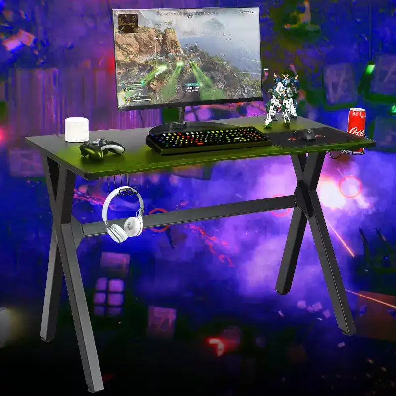Mesa de Gaming Costway Escritorio de Computadora con Soporte para Vasos y Gancho para Auriculares Estación de Trabajo para Gamers