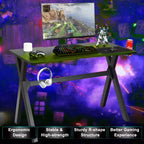 Mesa de Gaming Costway Escritorio de Computadora con Soporte para Vasos y Gancho para Auriculares Estación de Trabajo para Gamers