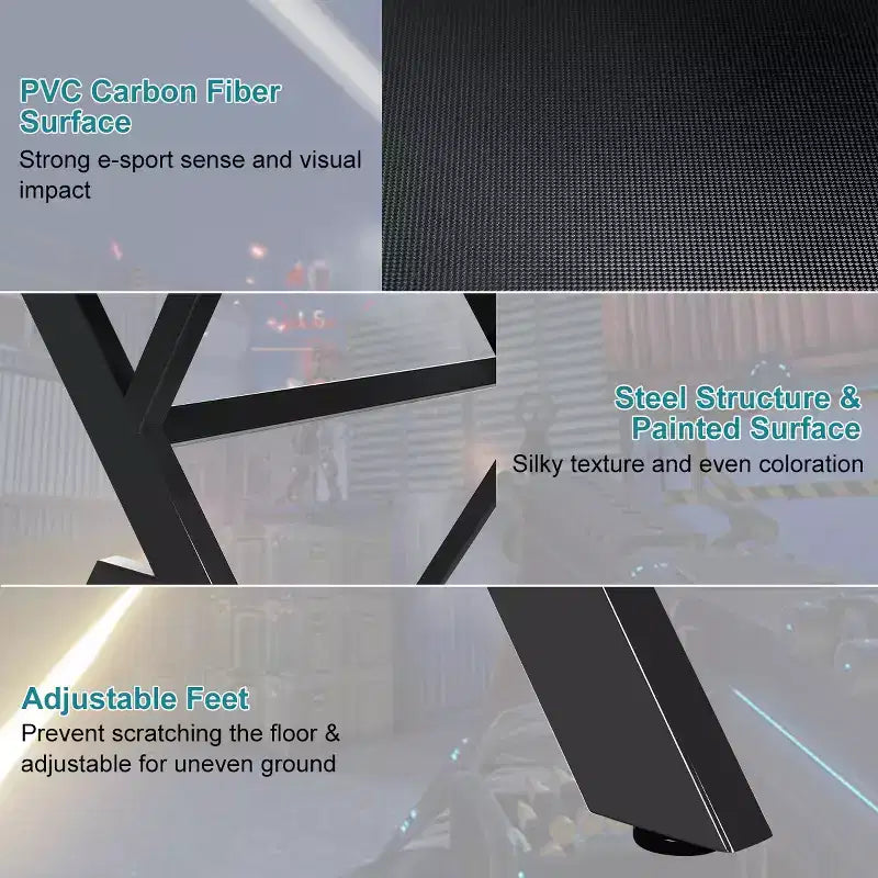 Mesa de Gaming Costway Escritorio de Computadora con Soporte para Vasos y Gancho para Auriculares Estación de Trabajo para Gamers