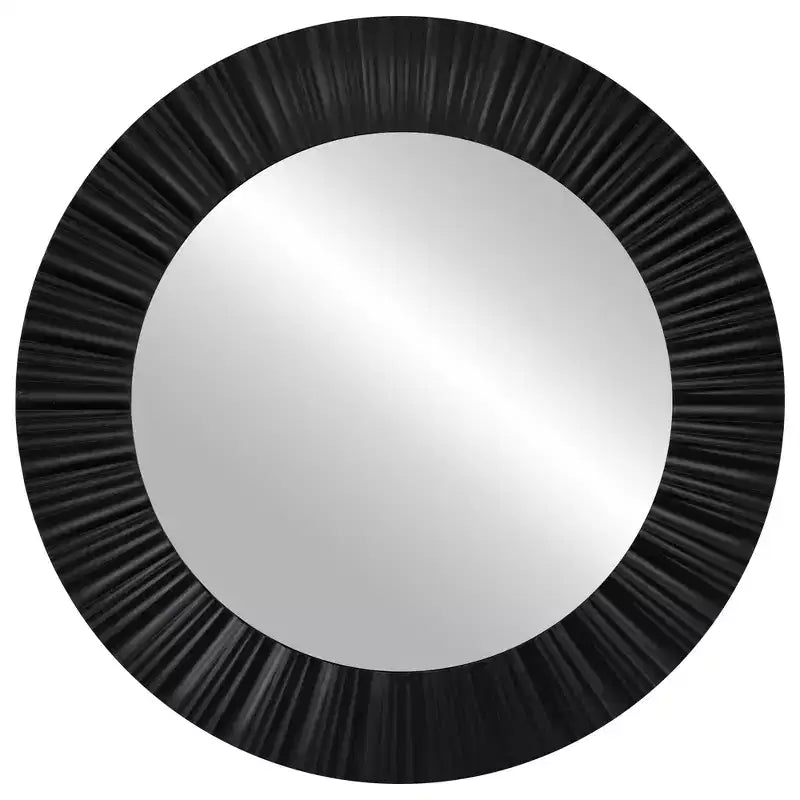 Northlight 20 Black Contemporary Fluted Round Mirror Wall Decor