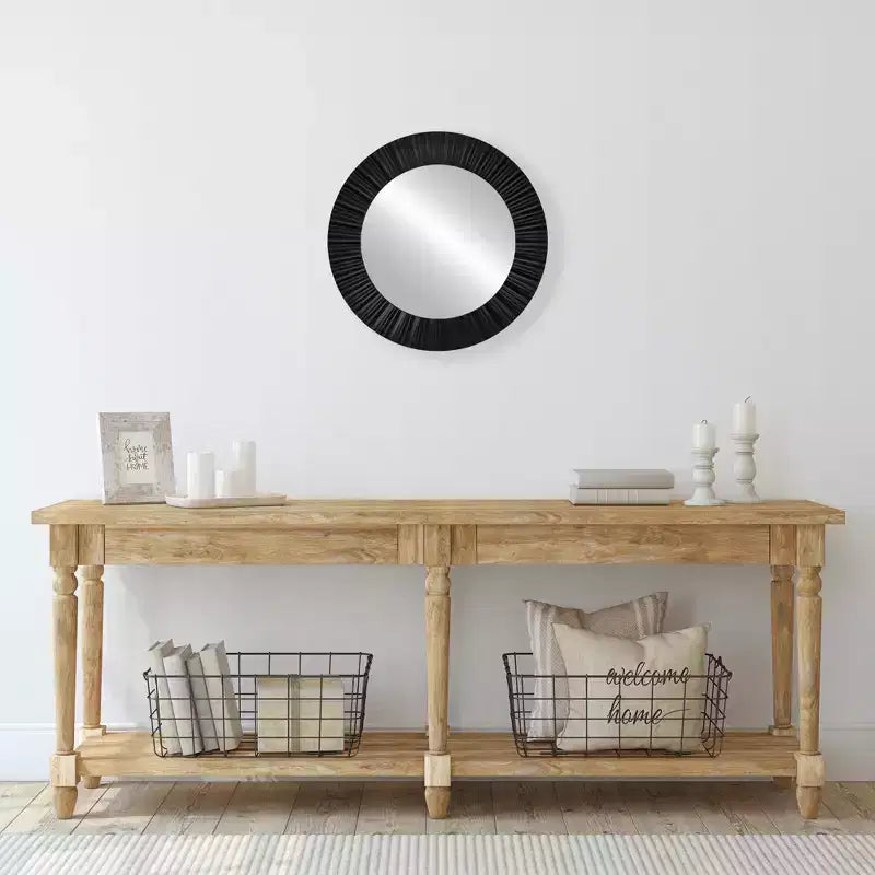 Northlight 20 Decoración de pared contemporánea con espejo redondo estriado negro