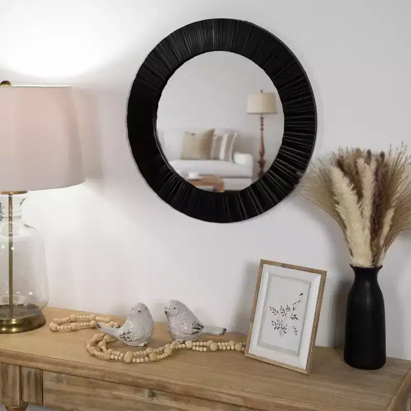 Northlight 20 Decoración de pared contemporánea con espejo redondo estriado negro