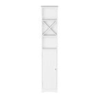 Hastings Home 67-Inch Tall Linen Tower Cupboard with Cubbyhole Divider and Adjustable Shelves