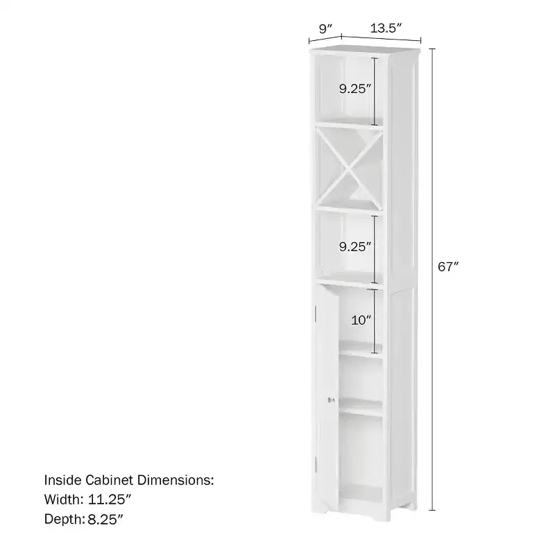 Armario tipo torre de lino Hastings Home de 67 pulgadas de alto con divisor de compartimentos y estantes ajustables