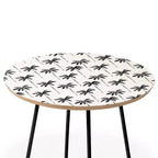 Round Little Arrow Design Co Palma De Acuarela En Mesa Auxiliar Negra - Deny Designs