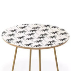 Round Little Arrow Design Co Palma De Acuarela En Mesa Auxiliar Negra - Deny Designs