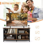 Mueble de TV Costway Centro de entretenimiento multimedia para televisores de hasta 55'' con estantes de almacenamiento Marrón/Gris/Blanco