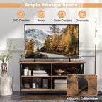 Mueble de TV Costway Centro de entretenimiento multimedia para televisores de hasta 55'' con estantes de almacenamiento Marrón/Gris/Blanco