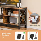 Mueble de TV Costway Centro de entretenimiento multimedia para televisores de hasta 55'' con estantes de almacenamiento Marrón/Gris/Blanco