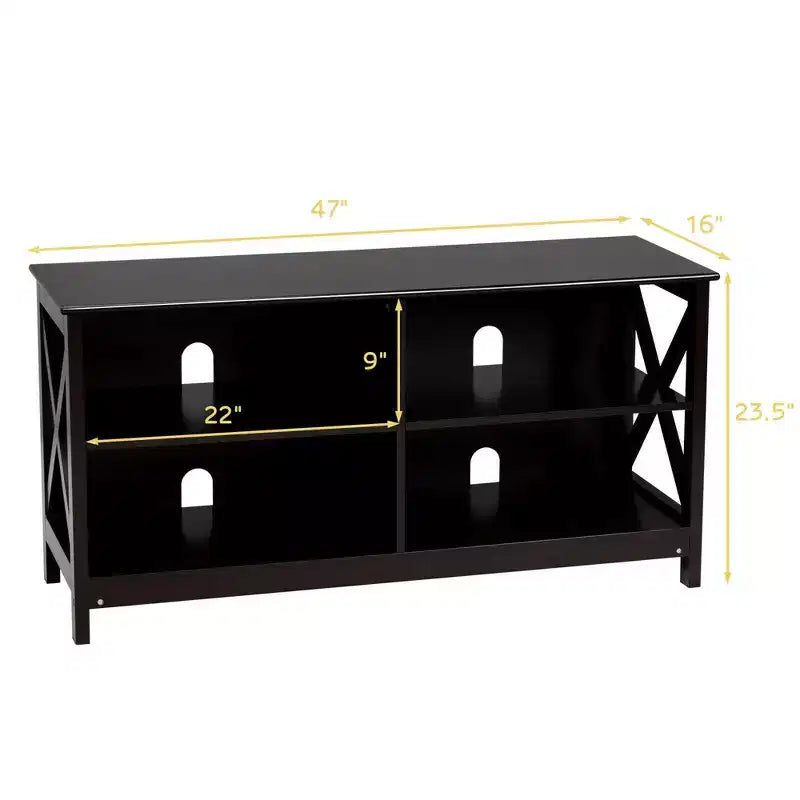 Mueble de TV Costway Centro de entretenimiento multimedia para televisores de hasta 55'' con estantes de almacenamiento Marrón/Gris/Blanco