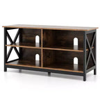 Mueble de TV Costway Centro de entretenimiento multimedia para televisores de hasta 55'' con estantes de almacenamiento Marrón/Gris/Blanco