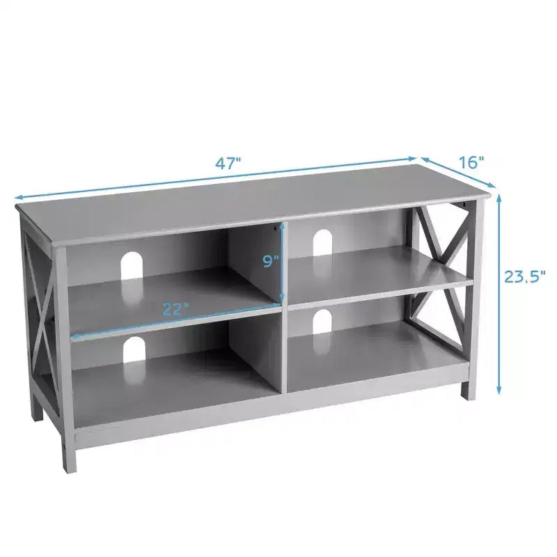 Mueble de TV Costway Centro de entretenimiento multimedia para televisores de hasta 55'' con estantes de almacenamiento Marrón/Gris/Blanco