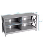 Mueble de TV Costway Centro de entretenimiento multimedia para televisores de hasta 55'' con estantes de almacenamiento Marrón/Gris/Blanco