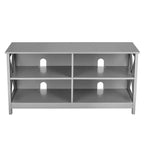 Mueble de TV Costway Centro de entretenimiento multimedia para televisores de hasta 55'' con estantes de almacenamiento Marrón/Gris/Blanco
