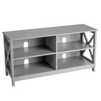 Mueble de TV Costway Centro de entretenimiento multimedia para televisores de hasta 55'' con estantes de almacenamiento Marrón/Gris/Blanco