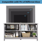 Mueble de TV Costway Centro de entretenimiento multimedia para televisores de hasta 55'' con estantes de almacenamiento Marrón/Gris/Blanco