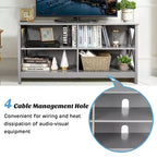 Mueble de TV Costway Centro de entretenimiento multimedia para televisores de hasta 55'' con estantes de almacenamiento Marrón/Gris/Blanco