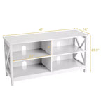 Mueble de TV Costway Centro de entretenimiento multimedia para televisores de hasta 55'' con estantes de almacenamiento Marrón/Gris/Blanco