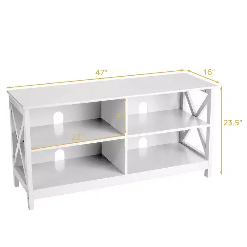 Mueble de TV Costway Centro de entretenimiento multimedia para televisores de hasta 55'' con estantes de almacenamiento Marrón/Gris/Blanco
