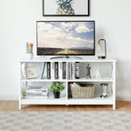 Mueble de TV Costway Centro de entretenimiento multimedia para televisores de hasta 55'' con estantes de almacenamiento Marrón/Gris/Blanco