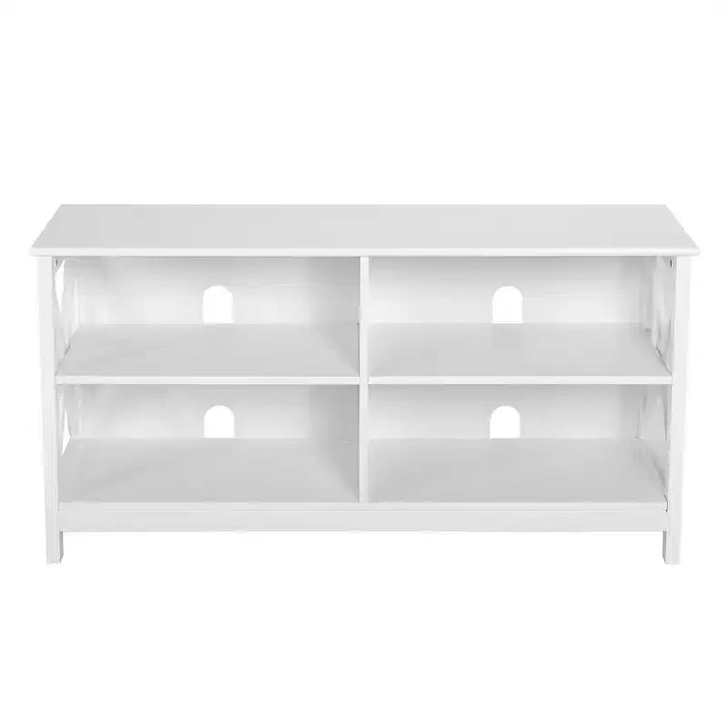 Mueble de TV Costway Centro de entretenimiento multimedia para televisores de hasta 55'' con estantes de almacenamiento Marrón/Gris/Blanco