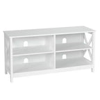 Mueble de TV Costway Centro de entretenimiento multimedia para televisores de hasta 55'' con estantes de almacenamiento Marrón/Gris/Blanco