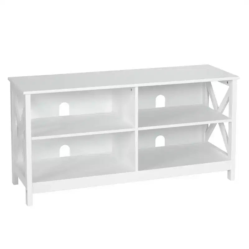 Mueble de TV Costway Centro de entretenimiento multimedia para televisores de hasta 55'' con estantes de almacenamiento Marrón/Gris/Blanco