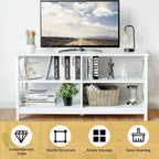 Mueble de TV Costway Centro de entretenimiento multimedia para televisores de hasta 55'' con estantes de almacenamiento Marrón/Gris/Blanco