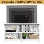 Mueble de TV Costway Centro de entretenimiento multimedia para televisores de hasta 55'' con estantes de almacenamiento Marrón/Gris/Blanco