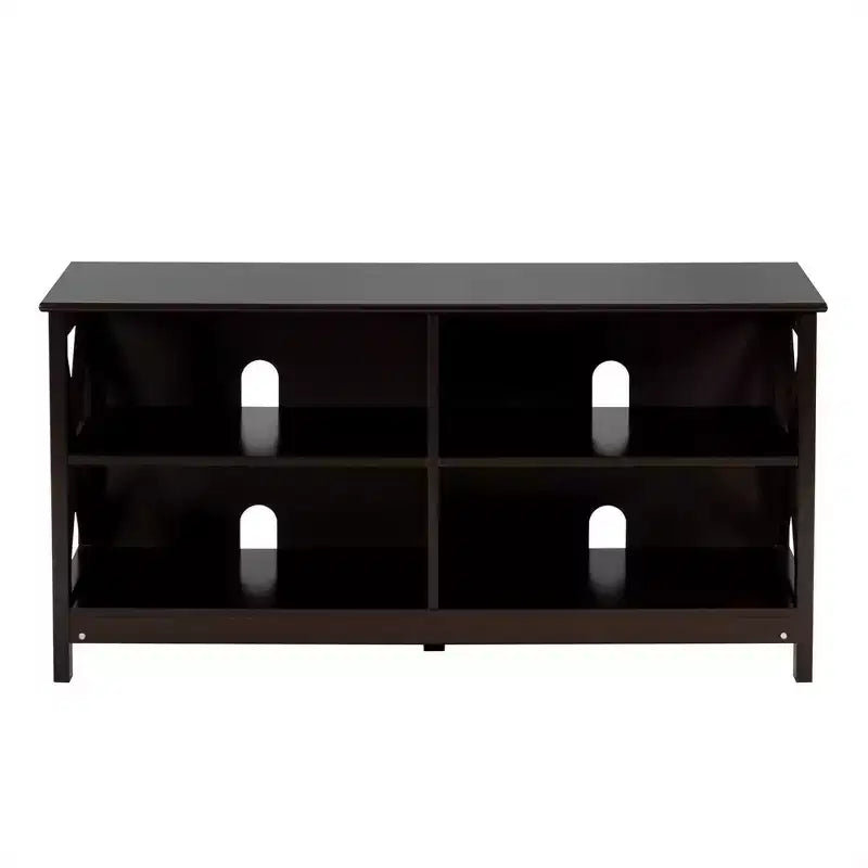 Mueble de TV Costway Centro de entretenimiento multimedia para televisores de hasta 55'' con estantes de almacenamiento Marrón/Gris/Blanco