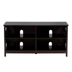 Mueble de TV Costway Centro de entretenimiento multimedia para televisores de hasta 55'' con estantes de almacenamiento Marrón/Gris/Blanco