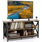 Mueble de TV Costway Centro de entretenimiento multimedia para televisores de hasta 55'' con estantes de almacenamiento Marrón/Gris/Blanco