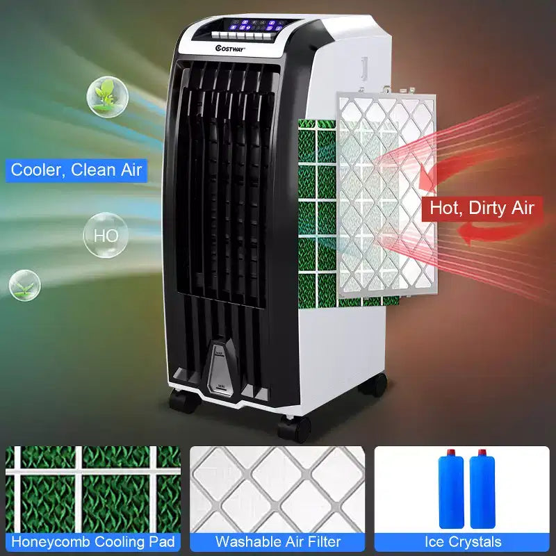 Costway Evaporative Portable Cooler Fan Anion Humidify W/ Remote Control