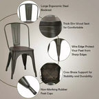 Costway Juego de 4 sillas de comedor modernas de metal con asiento de madera, apilables, para bistró y cafetería