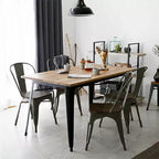 Costway Juego de 4 sillas de comedor modernas de metal con asiento de madera, apilables, para bistró y cafetería
