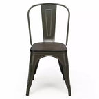 Costway Juego de 4 sillas de comedor modernas de metal con asiento de madera, apilables, para bistró y cafetería