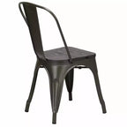 Costway Juego de 4 sillas de comedor modernas de metal con asiento de madera, apilables, para bistró y cafetería