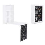 HOMCOM Escritorio Plegable de Pared con Pizarra, Escritorio Flotante Convertible Plegable con Estantes, Blanco