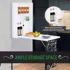 HOMCOM Escritorio Plegable de Pared con Pizarra, Escritorio Flotante Convertible Plegable con Estantes, Blanco