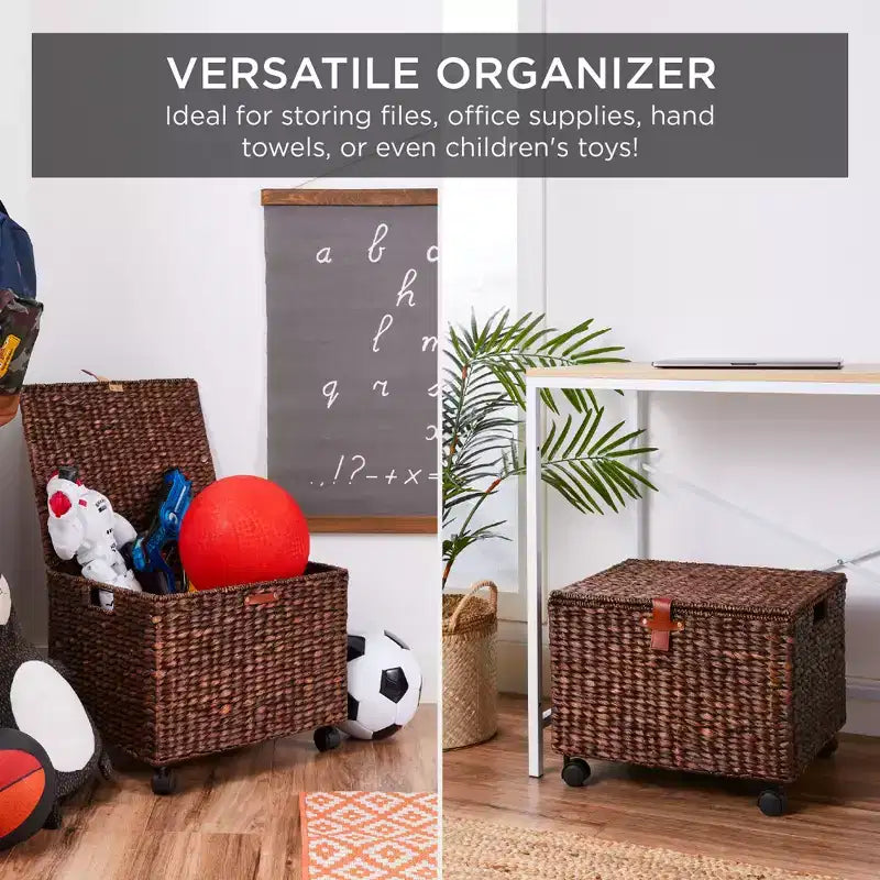 Best Choice Products Archivador Móvil de Jacinto con Ruedas Organizador Cesta de Almacenamiento con Tapa, Ruedas con Bloqueo