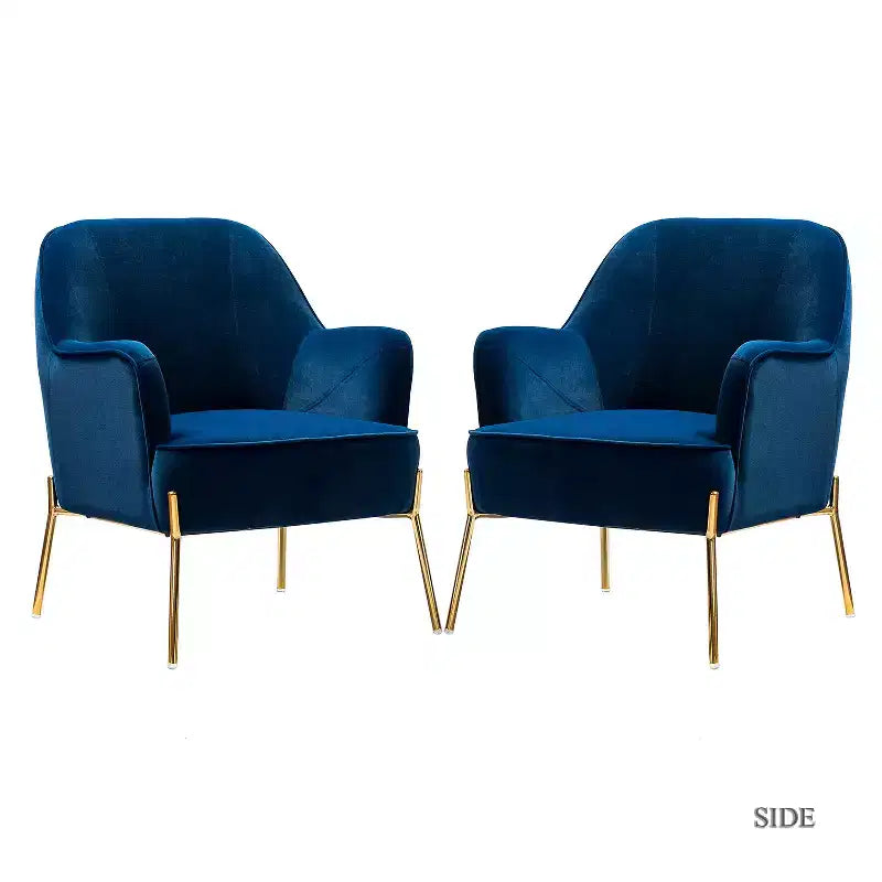 Juego de 2 sillones tapizados Odo Velvet Accent para sala de estar con asiento acolchado | Karat Home