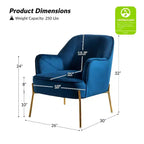 Juego de 2 sillones tapizados Odo Velvet Accent para sala de estar con asiento acolchado | Karat Home
